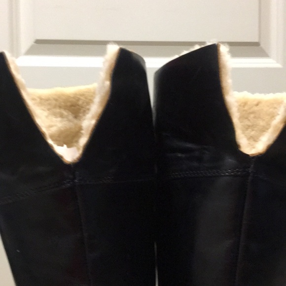 Michael Michael Kors women knee high leather wedge boots faux fur cuff size 7.5 - Picture 9 of 17